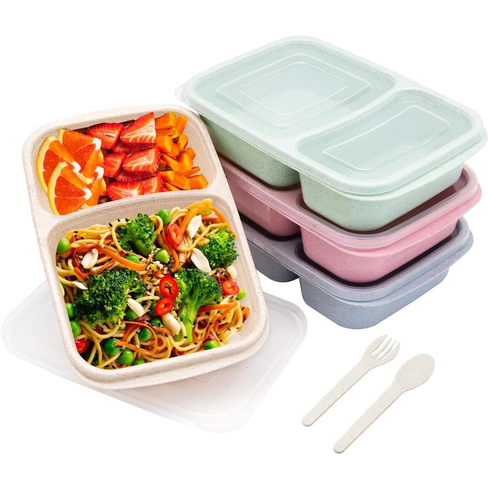 Meal Prep Microwave - 4팩 도시락 세트, 2칸 식사 준비용