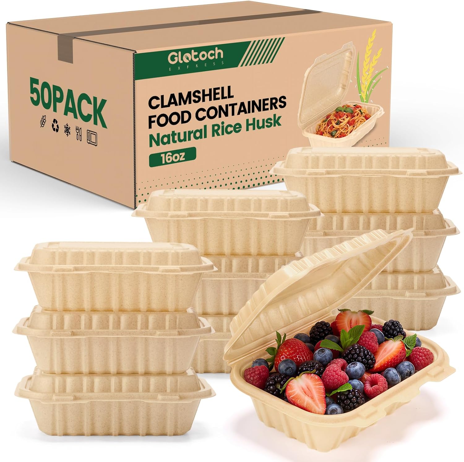 Meal Prep Microwave - 50개입 16온스 조개껍질 모양 테이크아웃 용기,