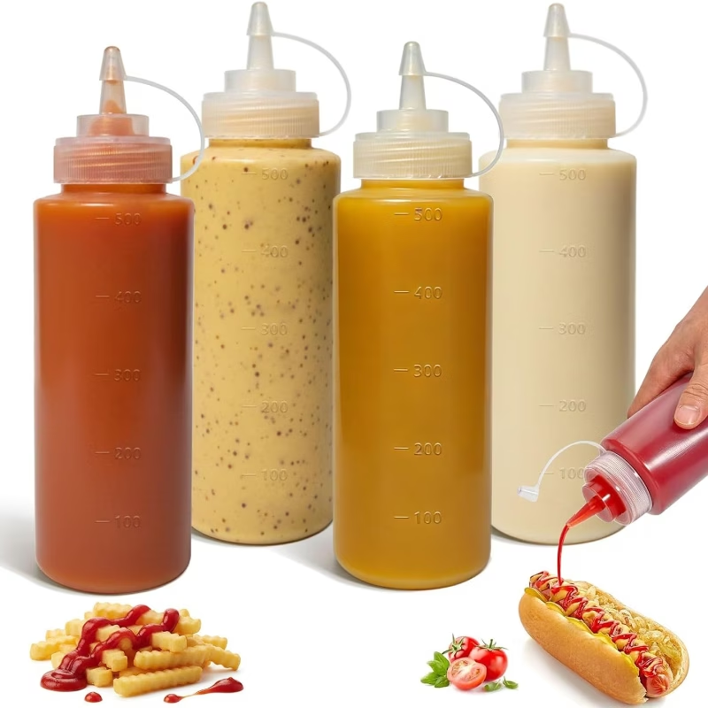Sauce Squeeze Bottle - 500ML 플라스틱 뾰족한 입구 스퀴즈형 소스병,