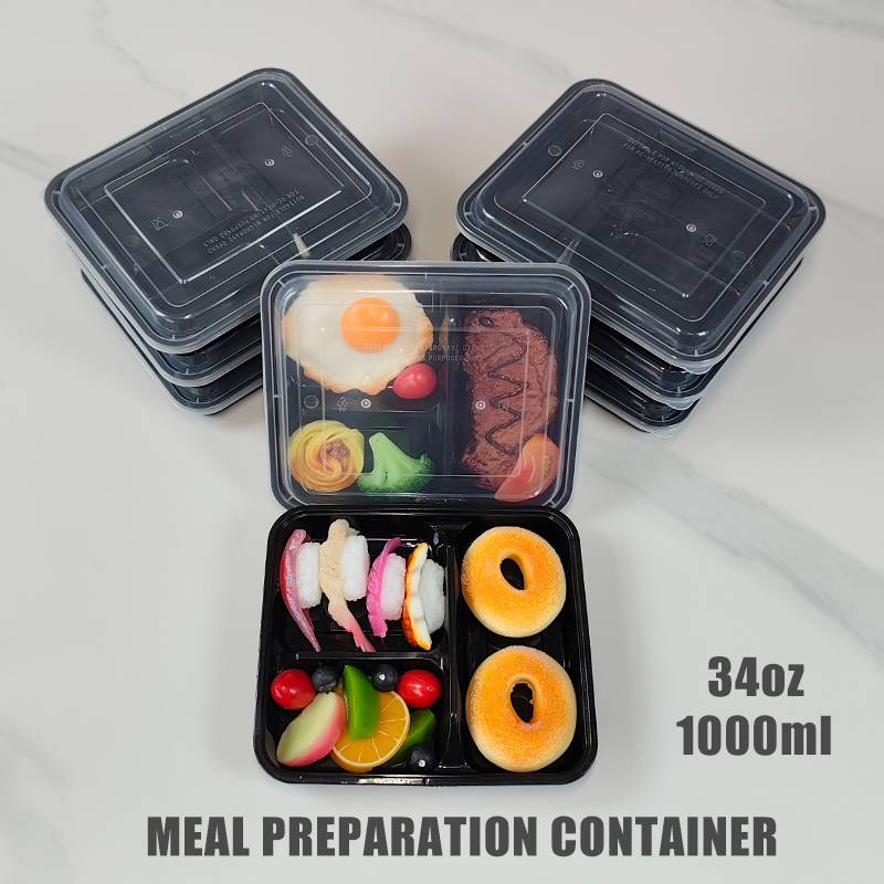 Meal Prep For Office - 3칸 34온스/1000ml, 12/35개, 누수 방지 식사