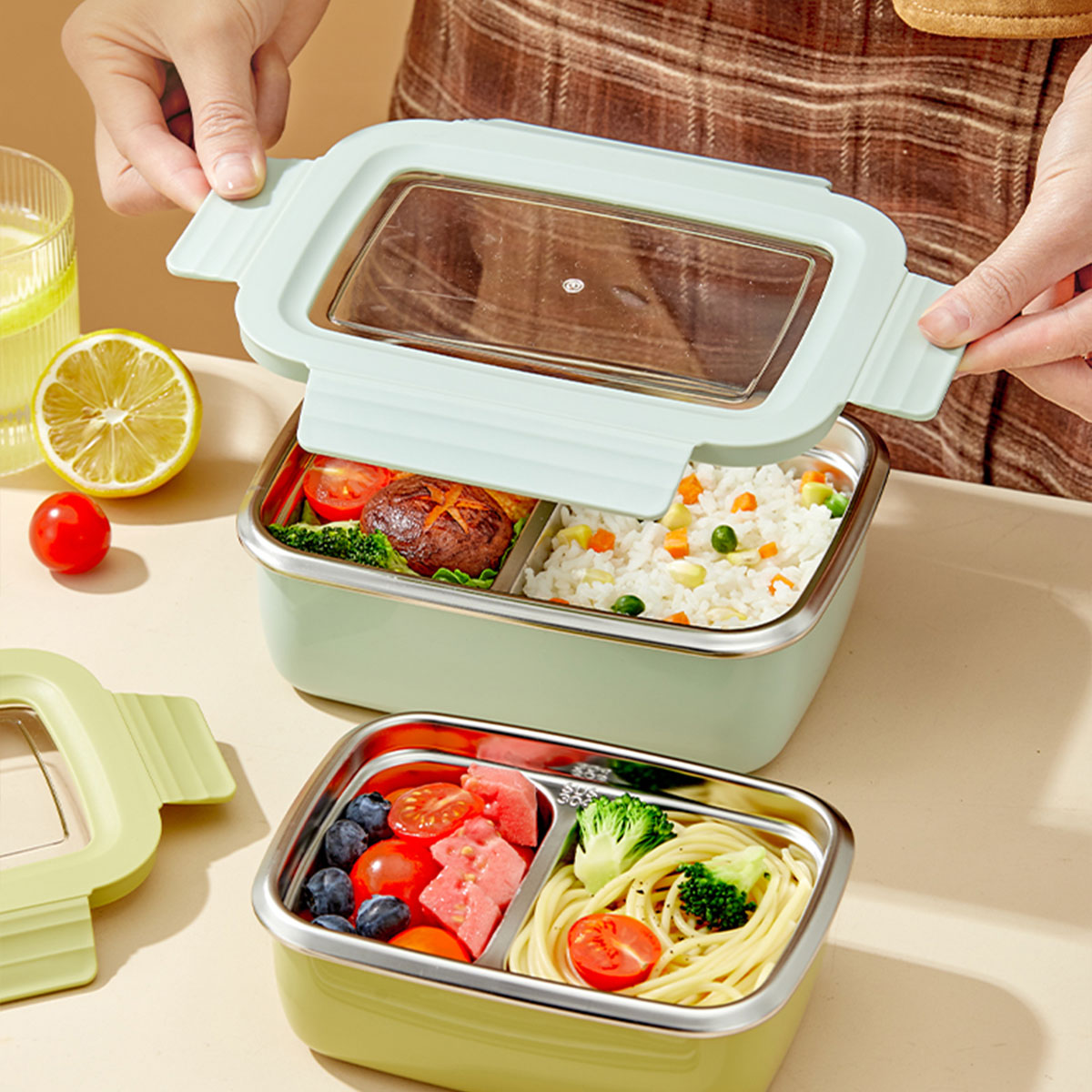 전자레인지용 304 스테인리스 스틸 칸막이 도시락, 쌓 - Meal Prep Microwave 리뷰 및 가격
