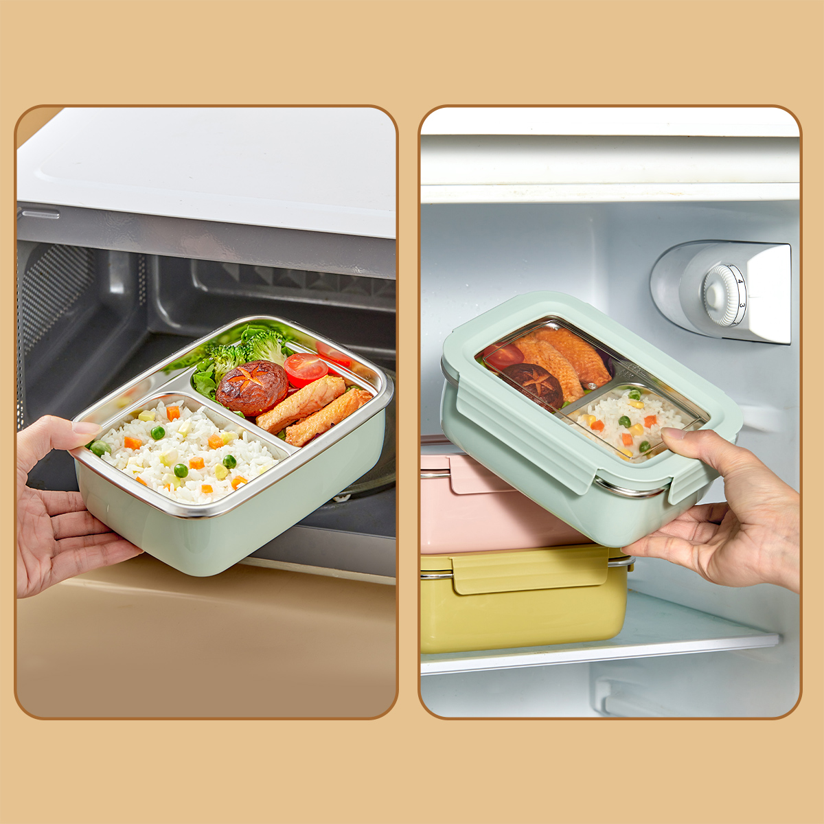 전자레인지용 304 스테인리스 스틸 칸막이 도시락, 쌓 - Meal Prep Microwave 리뷰 및 가격