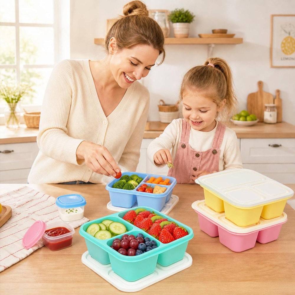 3칸 도시락 용기, 성인용 재사용 가능, 쌓아 올릴 수 - Meal Prep For Office 리뷰 및 가격
