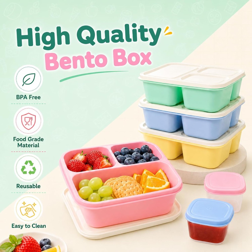 3칸 도시락 용기, 성인용 재사용 가능, 쌓아 올릴 수 - Meal Prep For Office 리뷰 및 가격