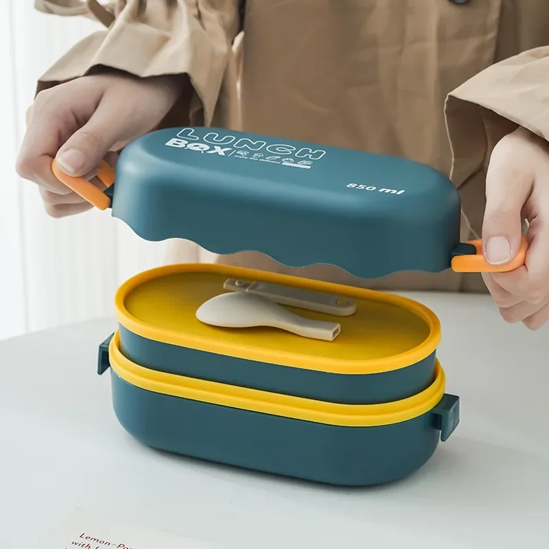 스푼 버클이 있는 이중 레이어 플라스틱 구획 도시락 상 - Meal Prep Microwave 리뷰 및 가격