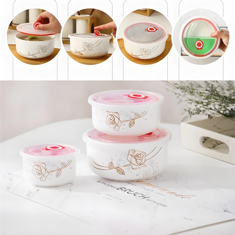 3 피스 세트, 고급 본 차이나 도시락 세트, 일본 스 - Meal Prep Microwave 리뷰 및 가격