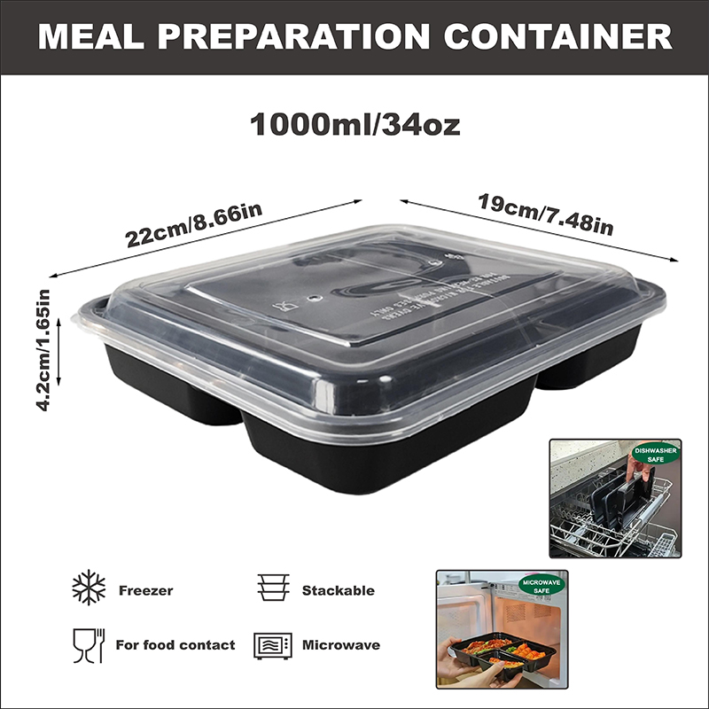 3칸 34온스/1000ml, 12/35개, 누수 방지  - Meal Prep For Office 리뷰 및 가격
